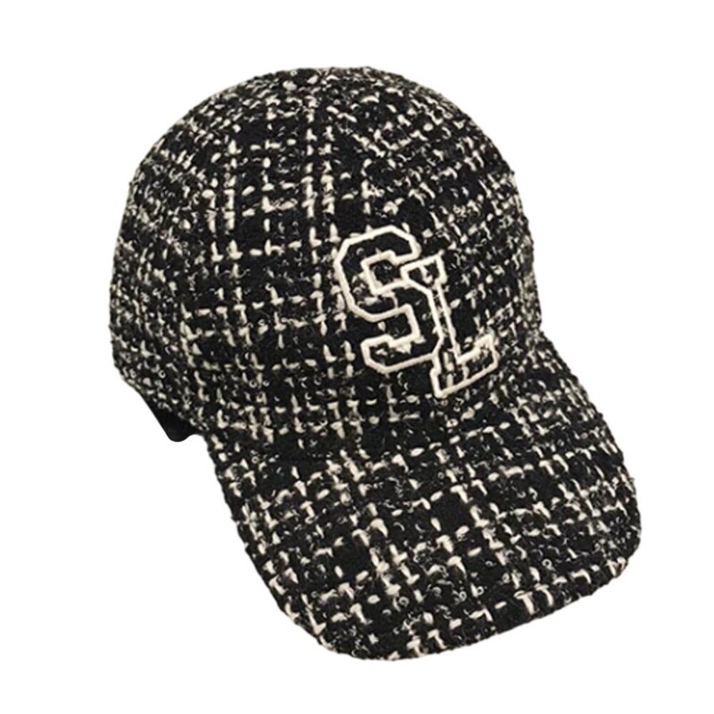 Saint Laurent YSL Tweed Wool Blend Logo Baseball Cap 56 Small
